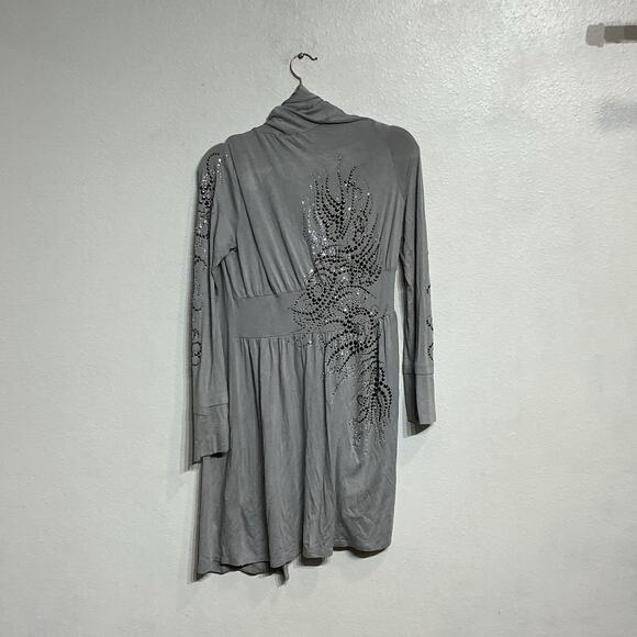 Ariella Gray Sequins Open Cardigan Sz M - Picture 9 of 12